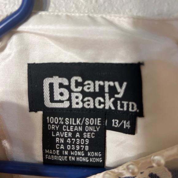 Vintage Carry Back Ltd 100% Silk Blouse with Lace Front & Button Back Size 13/14 - Picture 4 of 11